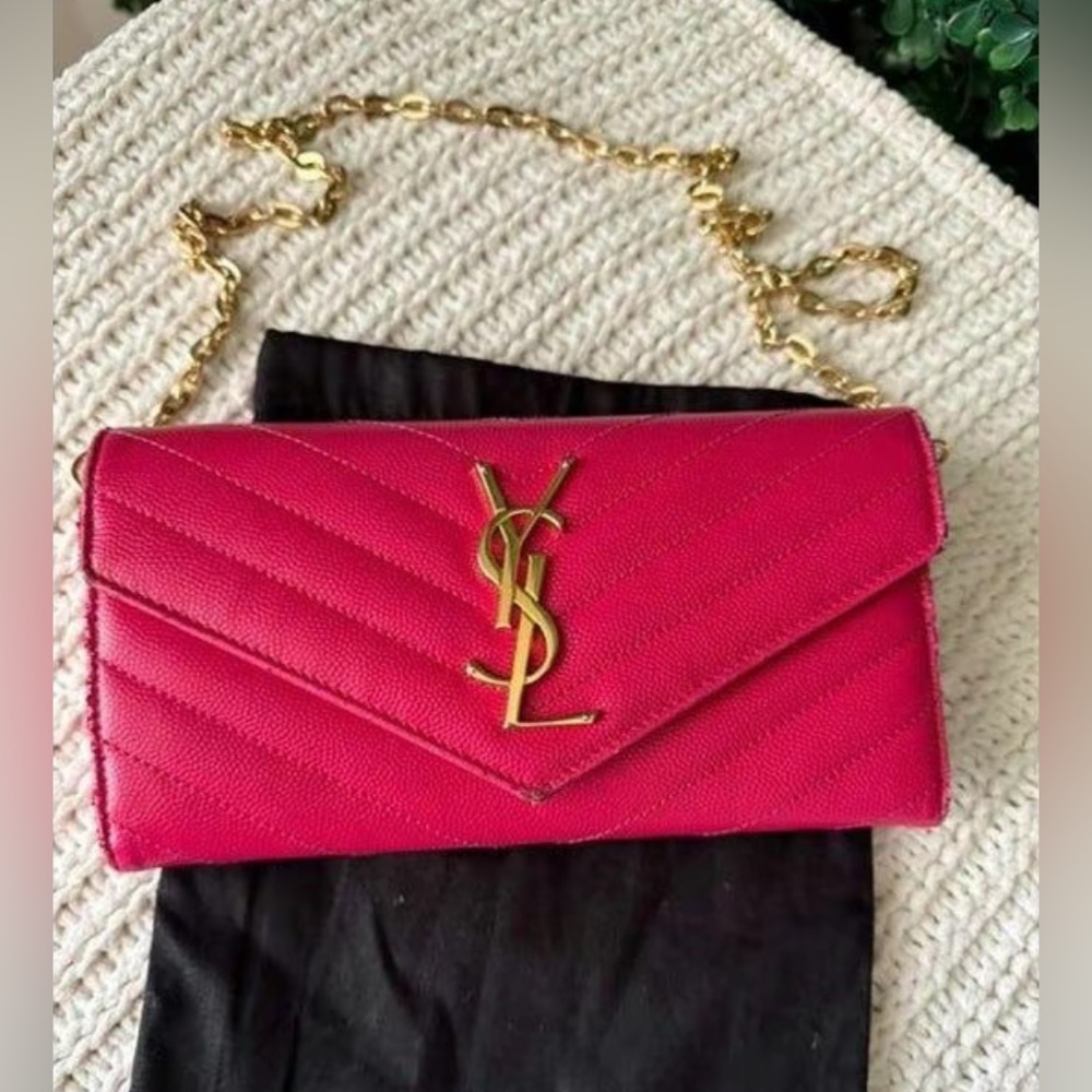 Yves Saint Laurent Hot Pink Quilted Leather Chain Bag